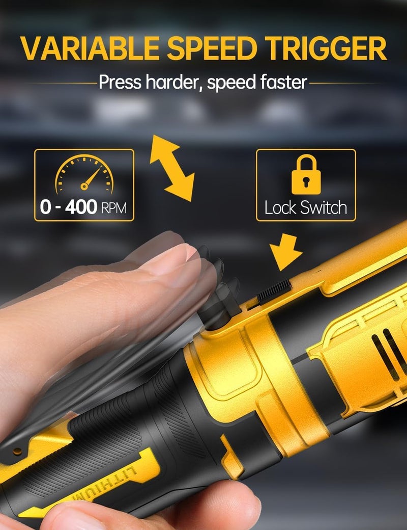 apex power 3/8 Inch Cordless Ratchet Wrench, for DEWALT 20V Max Battery, 88Ft-Lbs, 0-400RPM, Electric Ratchet Wrench Set with Variable Speed Trigger, Reinforced Head, R&F Switch, 7 Sockets, 3/8" to 1/4" Adapter - Image 4